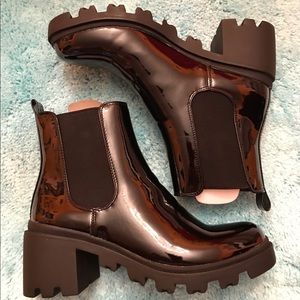 Women’s Black Patent Faux Leather Booties